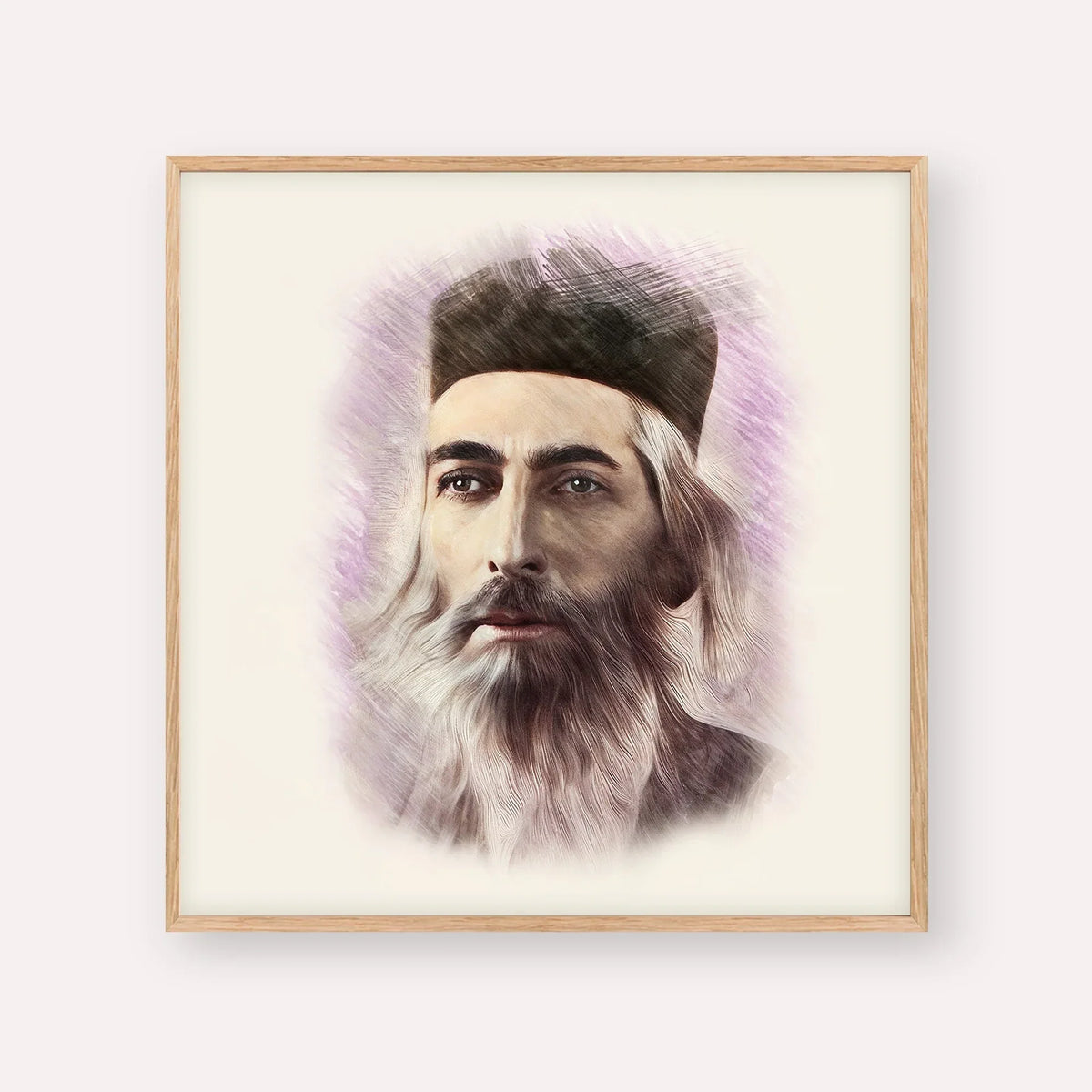 Rabbi Yaakov Yosef Herman – Wood Frame Square | Jewish Wall Art, Gedolim Pictures