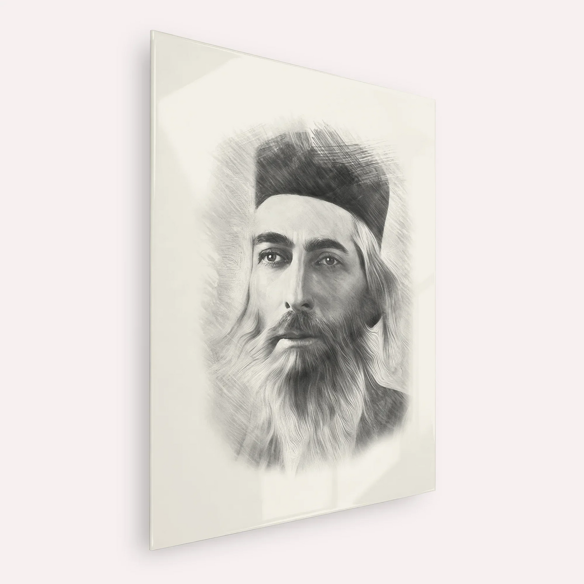 Rabbi Yaakov Yosef Herman – Black & White – Acrylic Glass Vertical | Jewish Wall Art, Gedolim Pictures