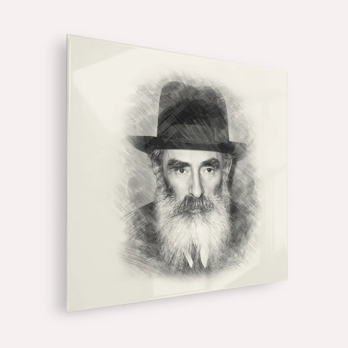 Rabbi Yechezkel Levenstein – Black & White – Acrylic Glass Square | Jewish Wall Art, Gedolim Pictures