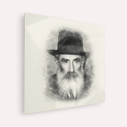 Rabbi Yechezkel Levenstein – Black & White – Acrylic Glass Square | Jewish Wall Art, Gedolim Pictures