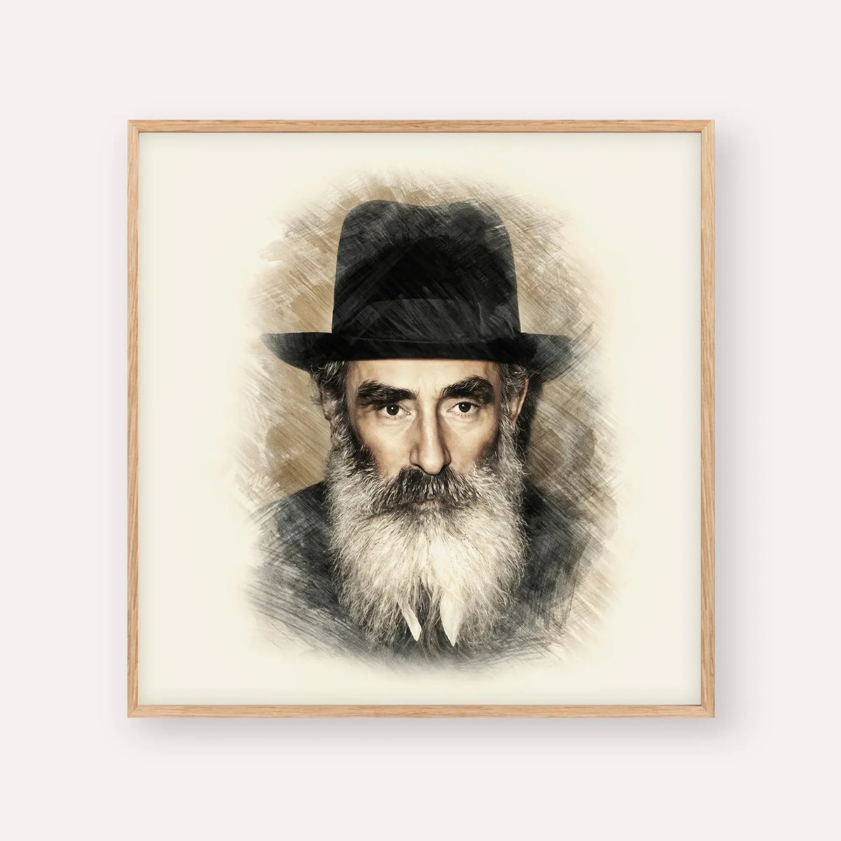 Rabbi Yechezkel Levenstein – Wood Frame Square | Jewish Wall Art, Gedolim Pictures
