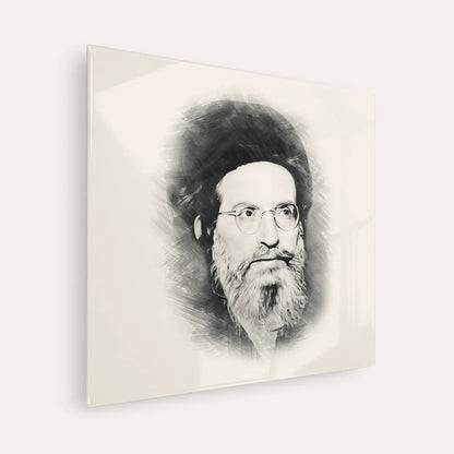 Rabbi Yehuda Ashlag ( Baal HaSulam) – Black & White – Acrylic Glass Square | Jewish Wall Art, Gedolim Pictures