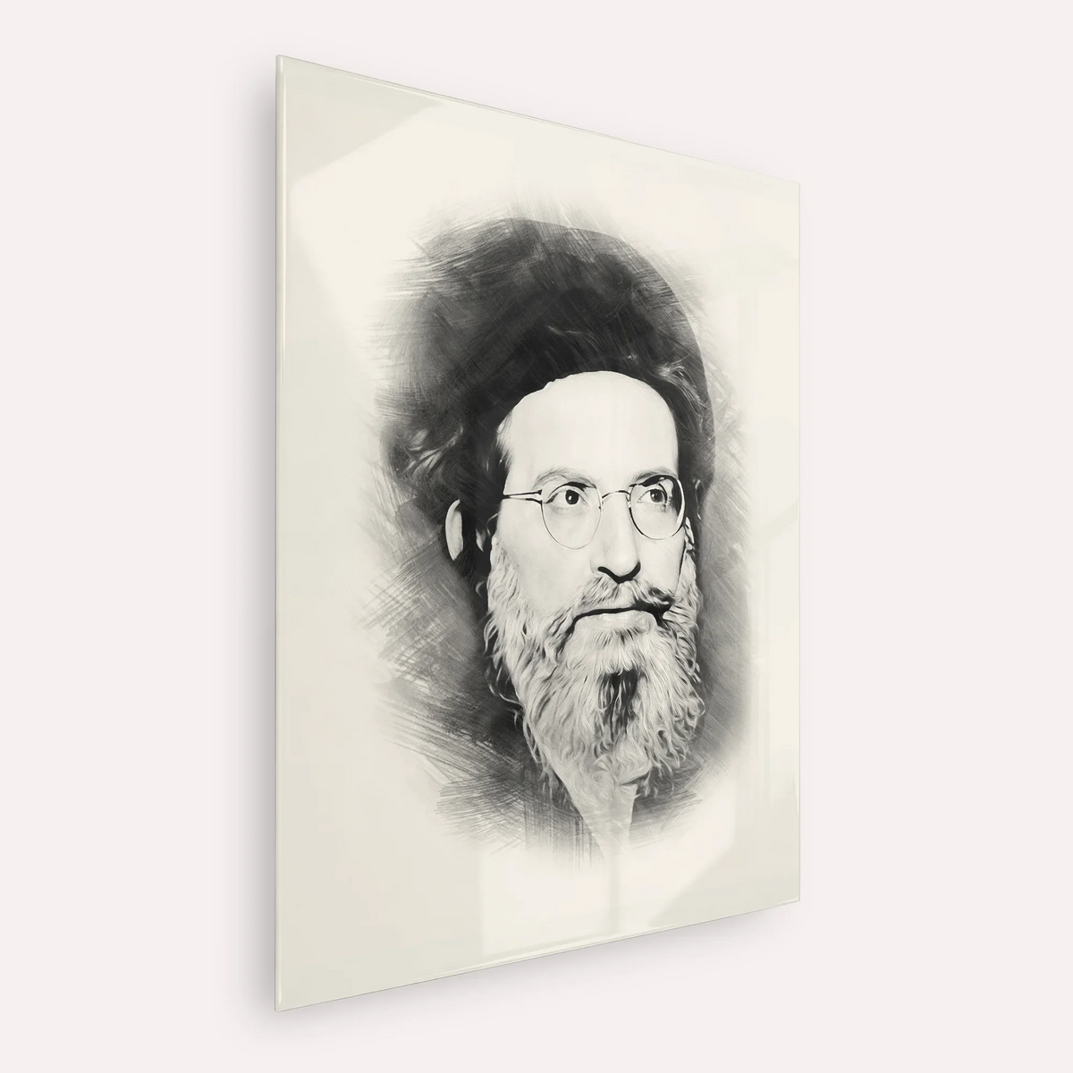 Rabbi Yehuda Ashlag ( Baal HaSulam) – Black & White – Acrylic Glass Vertical | Jewish Wall Art, Gedolim Pictures