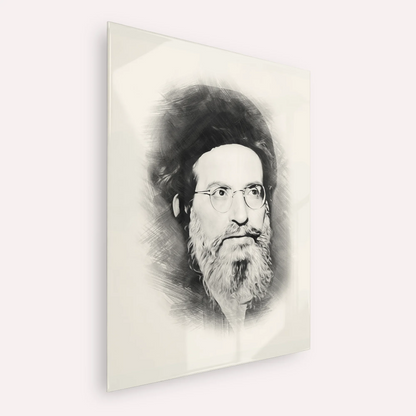 Rabbi Yehuda Ashlag ( Baal HaSulam) – Black & White – Acrylic Glass Vertical | Jewish Wall Art, Gedolim Pictures