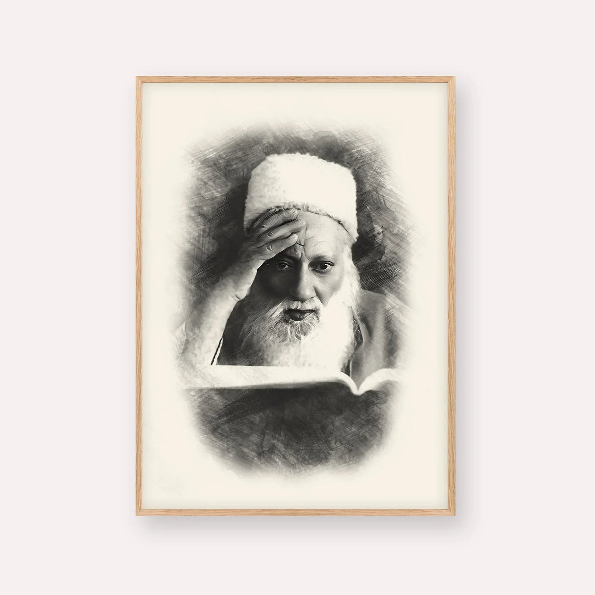 Rabbi Yehuda Fatiyah – Wood Frame Vertical | Jewish Wall Art, Gedolim Pictures