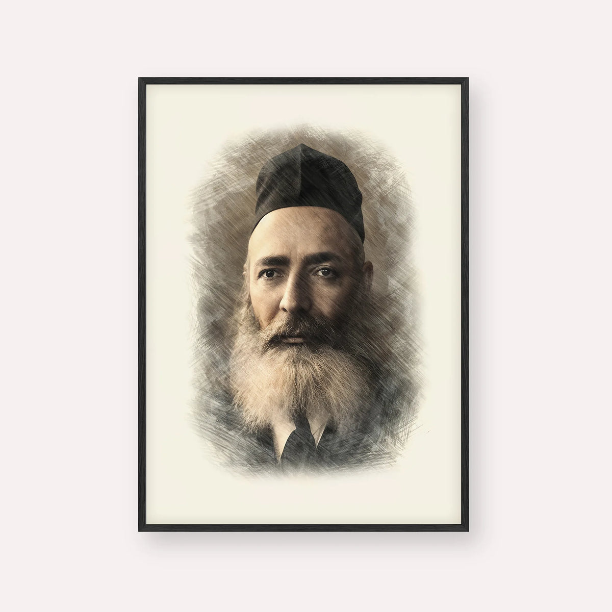 Rabbi Yeruchom Levovitz – Black Frame Vertical | Jewish Wall Art, Gedolim Pictures