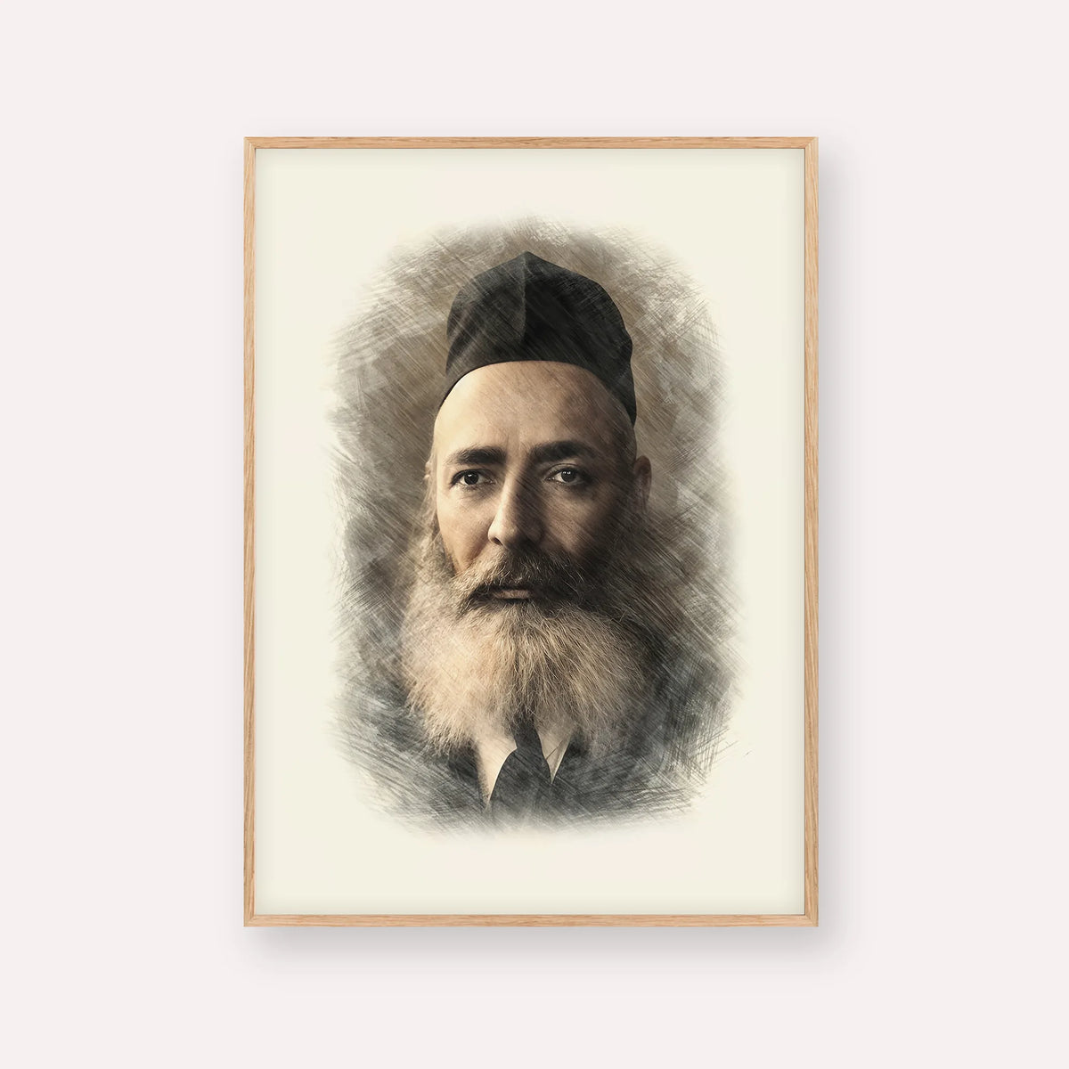 Rabbi Yeruchom Levovitz – Wood Frame Vertical | Jewish Wall Art, Gedolim Pictures