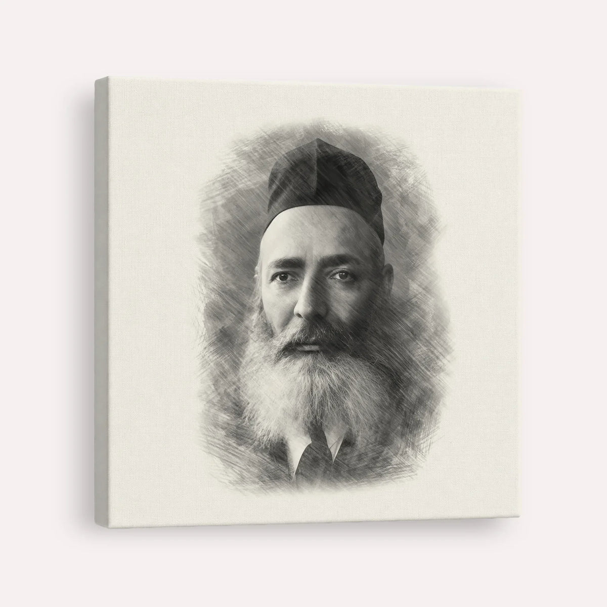 Rabbi Yeruchom Levovitz – Black & White – Canvas Square | Jewish Wall Art, Gedolim Pictures
