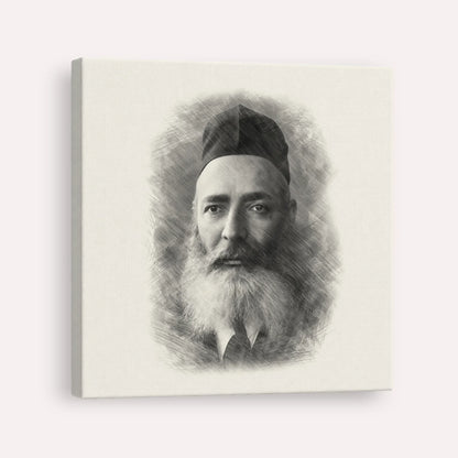 Rabbi Yeruchom Levovitz – Black & White – Canvas Square | Jewish Wall Art, Gedolim Pictures