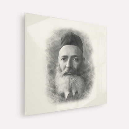 Rabbi Yeruchom Levovitz – Black & White – Acrylic Glass Square | Jewish Wall Art, Gedolim Pictures