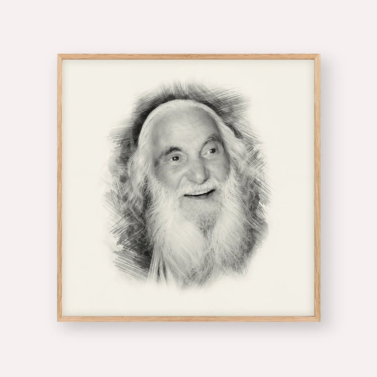 Rabbi Yisroel Dov Ber Odesser – Black & White – Wood Frame Square | Jewish Wall Art, Gedolim Pictures