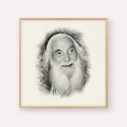 Rabbi Yisroel Dov Ber Odesser – Black & White – Wood Frame Square | Jewish Wall Art, Gedolim Pictures