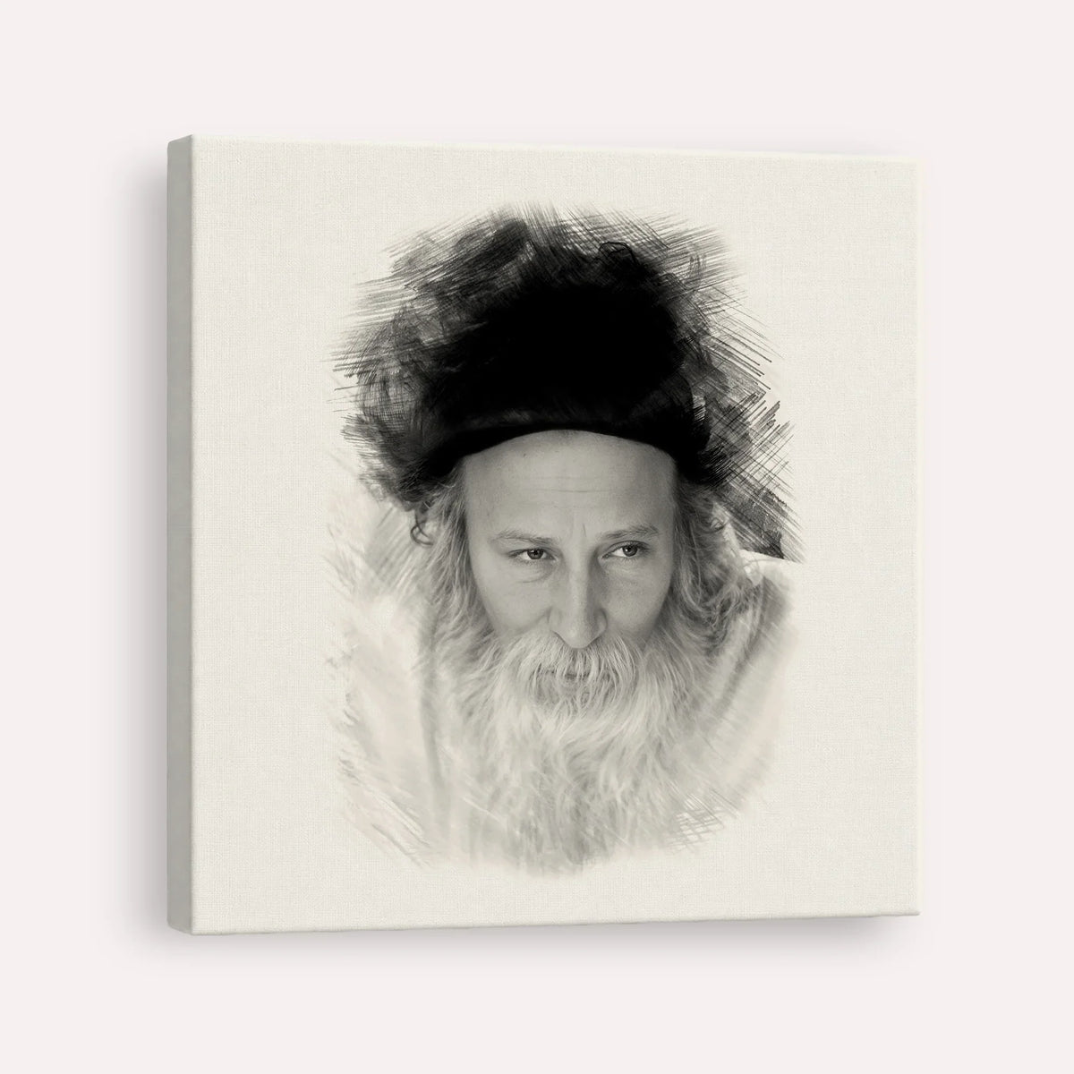 Rabbi Yitzchak Meir Morgenstern – Black & White – Canvas Square | Jewish Wall Art, Gedolim Pictures