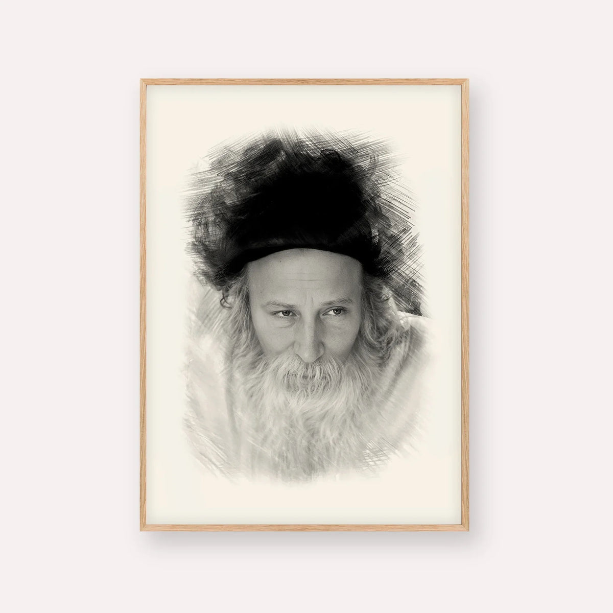 Rabbi Yitzchak Meir Morgenstern – Black & White – Wood Frame Vertical | Jewish Wall Art, Gedolim Pictures