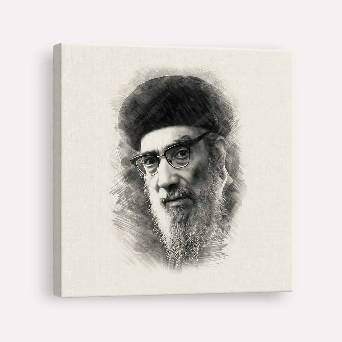 Rabbi Yitzhak Abuchatzira (Baba Haki) – Black & White – Canvas Square | Jewish Wall Art, Gedolim Pictures