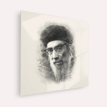 Rabbi Yitzhak Abuchatzira (Baba Haki) – Black & White – Acrylic Glass Square | Jewish Wall Art, Gedolim Pictures