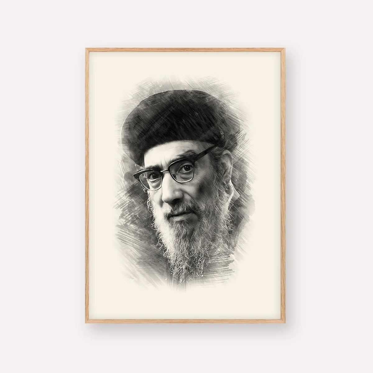 Rabbi Yitzhak Abuchatzira (Baba Haki) – Black & White – Wood Frame Vertical | Jewish Wall Art, Gedolim Pictures