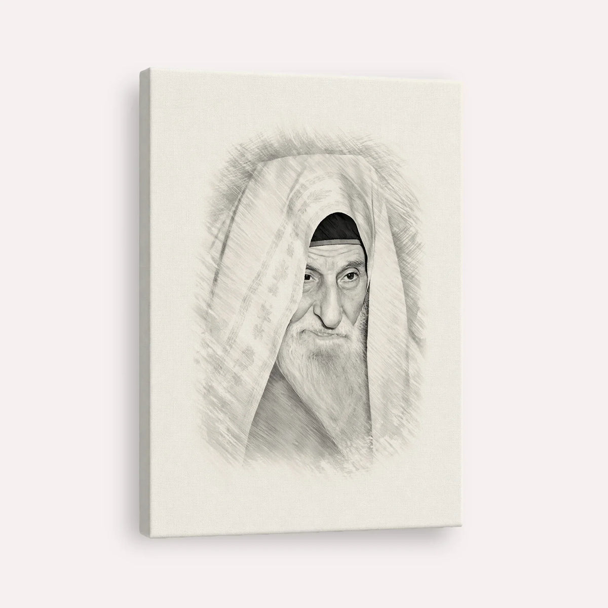 Rabbi Yitzhak Kaduri – Black & White – Canvas Vertical | Jewish Wall Art, Gedolim Pictures