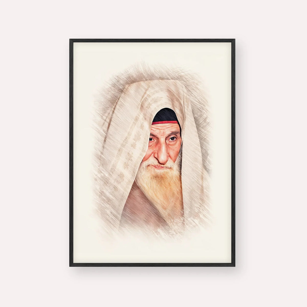 Rabbi Yitzhak Kaduri – Black Frame Vertical | Jewish Wall Art, Gedolim Pictures