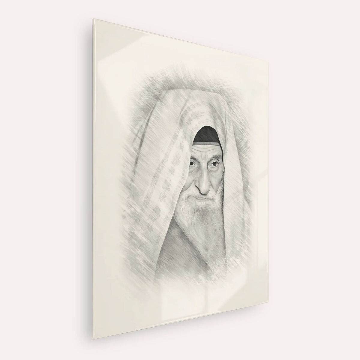 Rabbi Yitzhak Kaduri – Black & White – Acrylic Glass Vertical | Jewish Wall Art, Gedolim Pictures