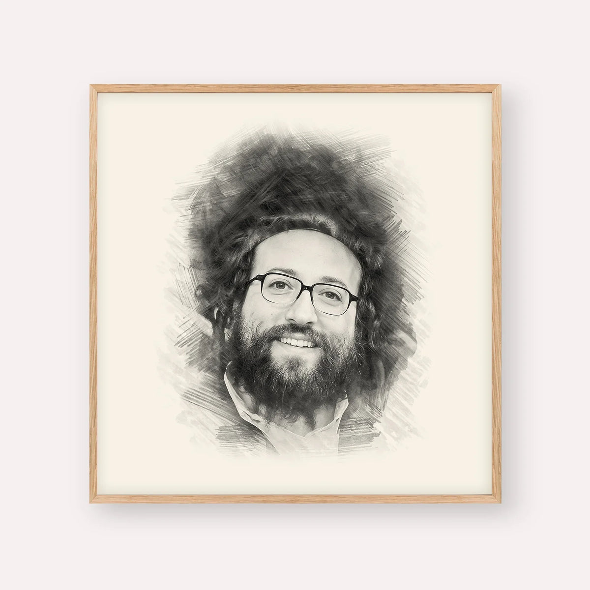 Rabbi Yoel Roth – Black & White – Wood Frame Square | Jewish Wall Art, Gedolim Pictures