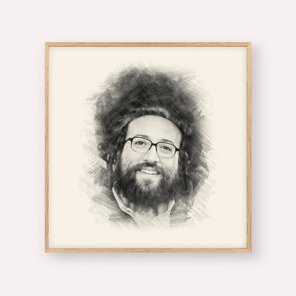 Rabbi Yoel Roth – Black & White – Wood Frame Square | Jewish Wall Art, Gedolim Pictures