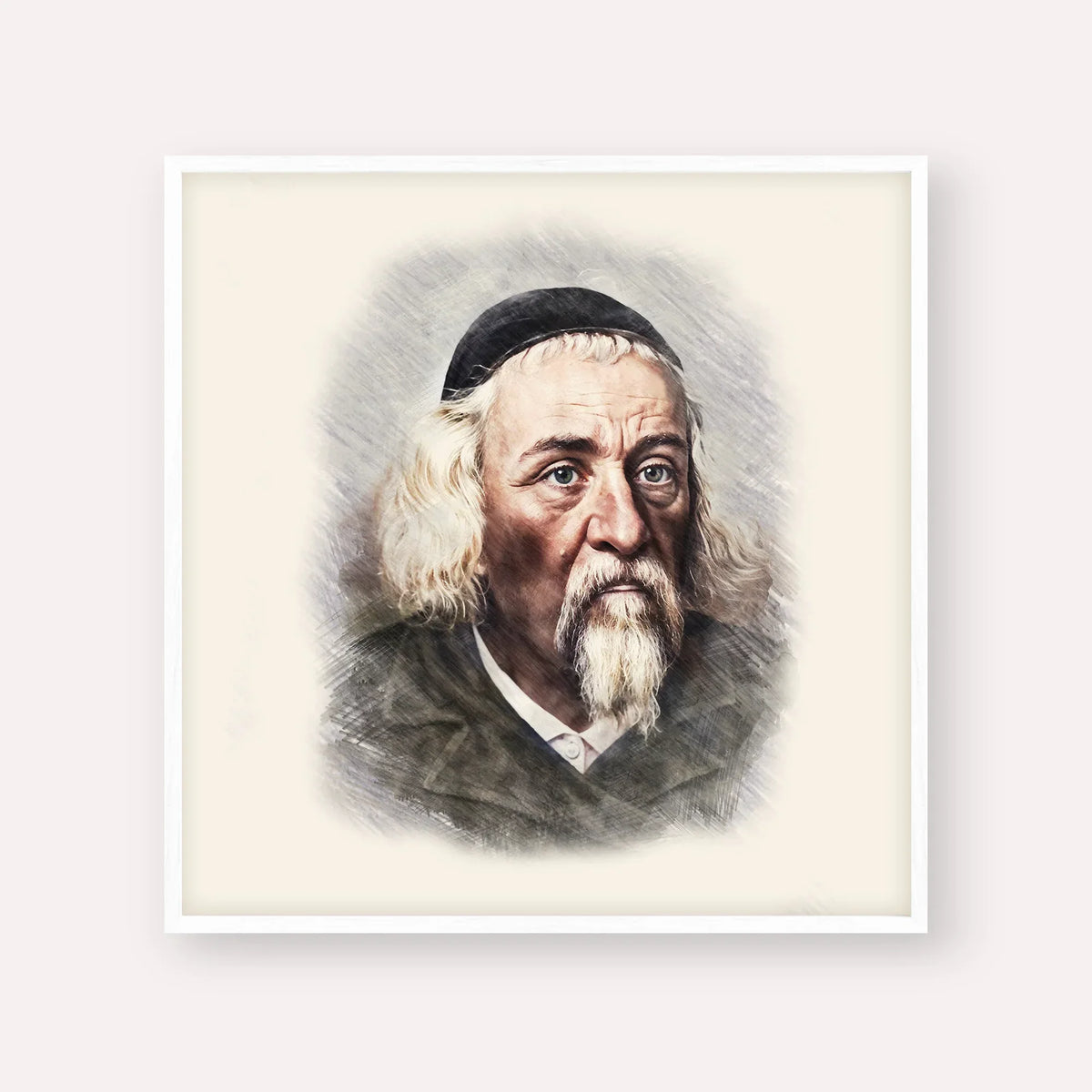Rabbi Yosef Dov Soloveitchik - Beis Halevi – White Frame Square | Jewish Wall Art, Gedolim Pictures