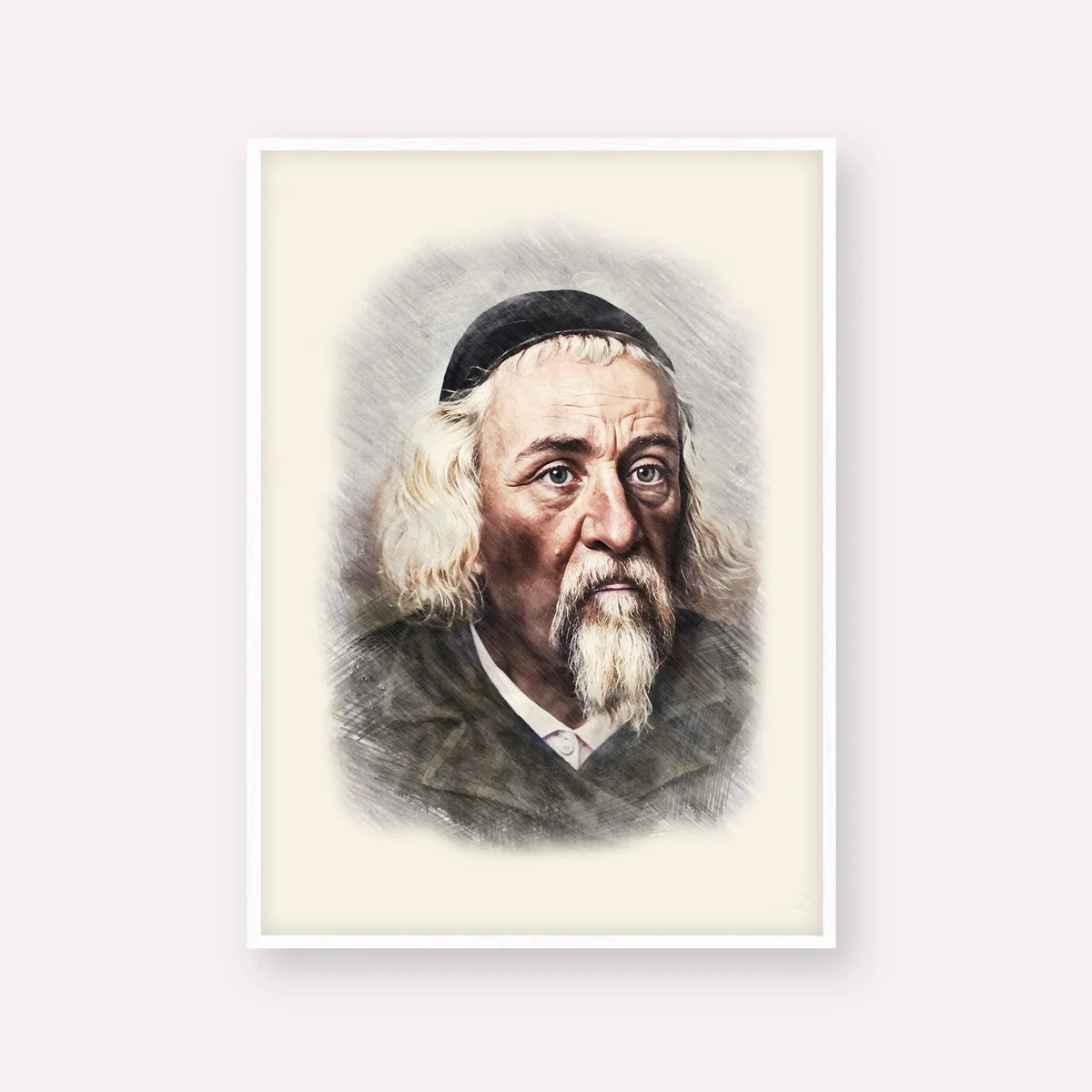Rabbi Yosef Dov Soloveitchik - Beis Halevi – White Frame Vertical | Jewish Wall Art, Gedolim Pictures