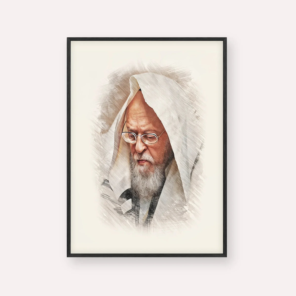 Rabbi Yosef Shalom Elyashiv – Black Frame Vertical | Jewish Wall Art, Gedolim Pictures