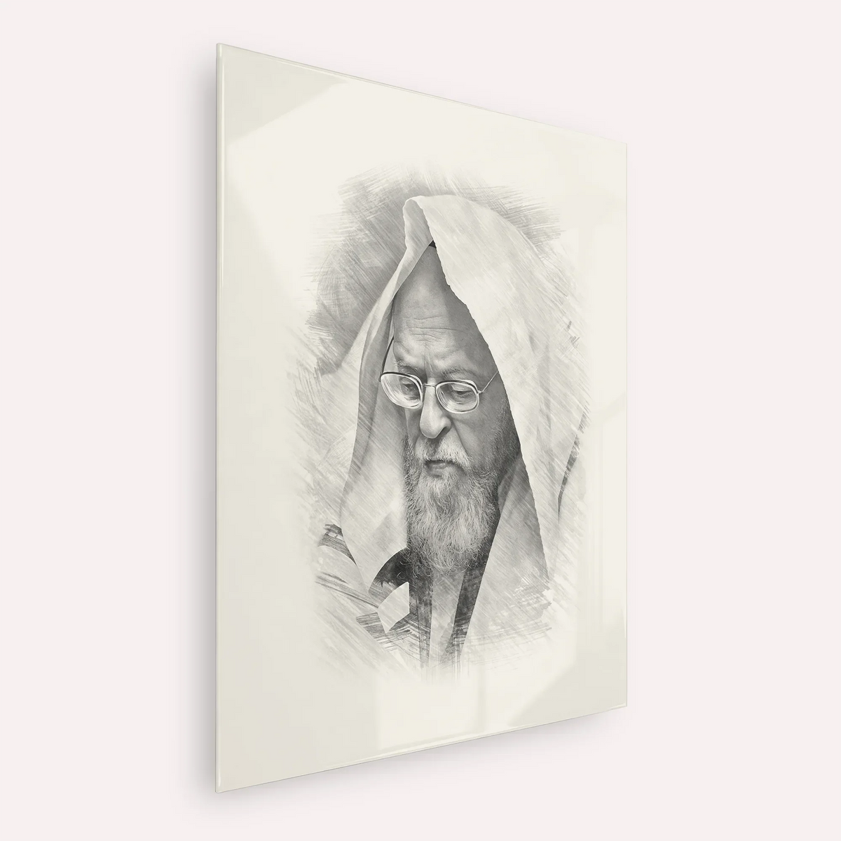 Rabbi Yosef Shalom Elyashiv – Black & White – Acrylic Glass Vertical | Jewish Wall Art, Gedolim Pictures