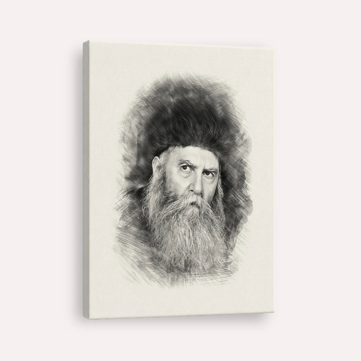 Rabbi Yosef Yitzchak Schneersohn – Black & White – Canvas Vertical | Jewish Wall Art, Gedolim Pictures