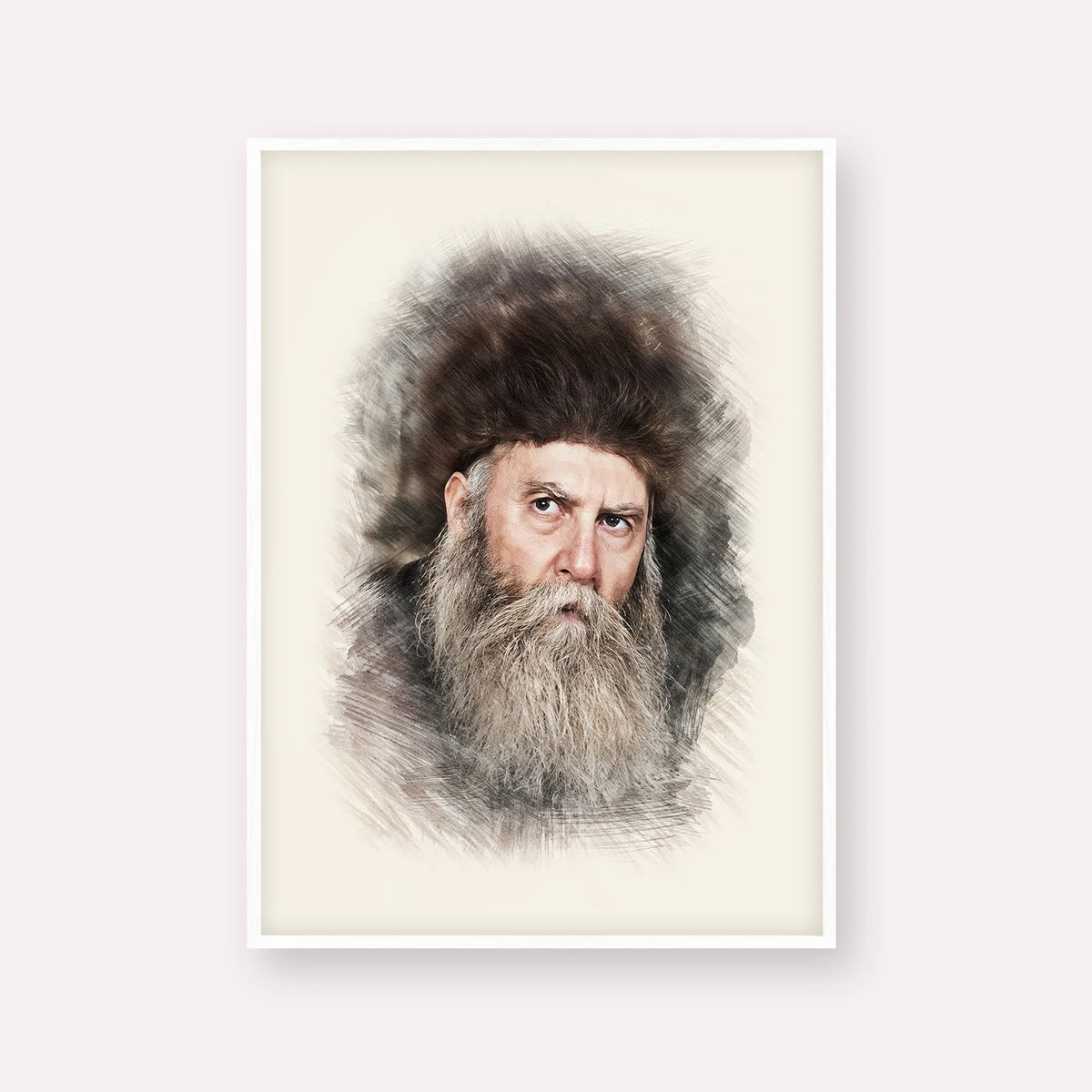 Rabbi Yosef Yitzchak Schneersohn – White Frame Vertical | Jewish Wall Art, Gedolim Pictures