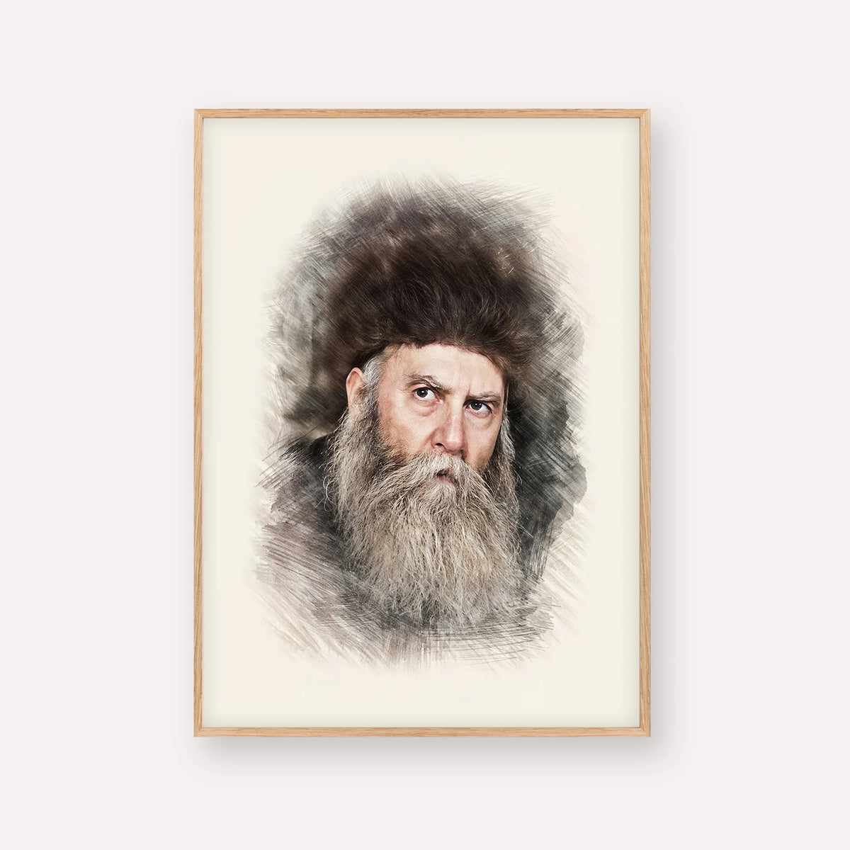 Rabbi Yosef Yitzchak Schneersohn – Wood Frame Vertical | Jewish Wall Art, Gedolim Pictures