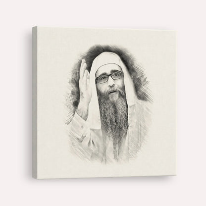 Rabbi Yoshiyahu Yosef Pinto – Black & White – Canvas Square | Jewish Wall Art, Gedolim Pictures