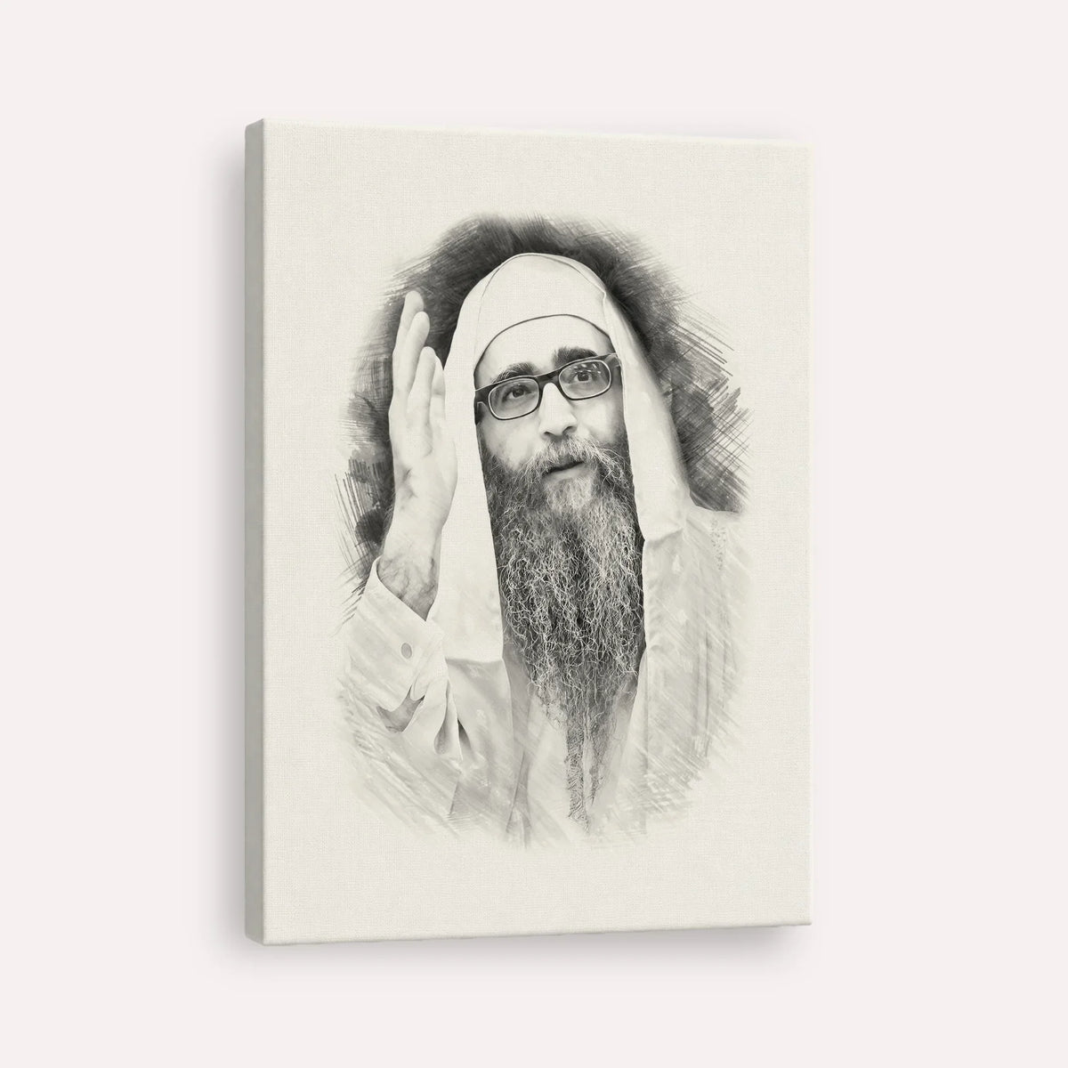 Rabbi Yoshiyahu Yosef Pinto – Black & White – Canvas Vertical | Jewish Wall Art, Gedolim Pictures