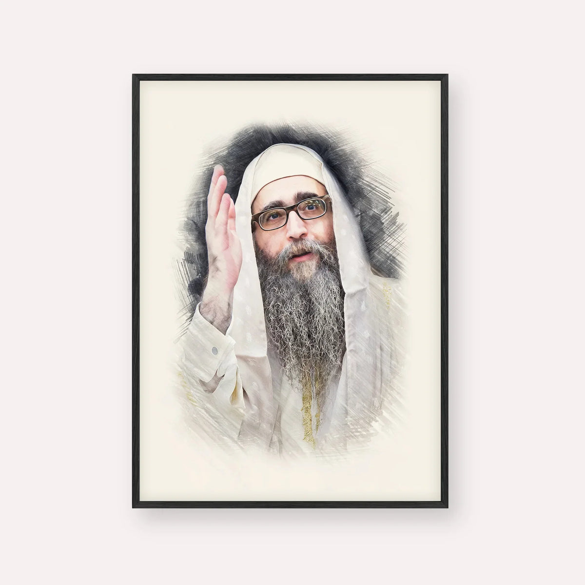 Rabbi Yoshiyahu Yosef Pinto – Black Frame Vertical | Jewish Wall Art, Gedolim Pictures