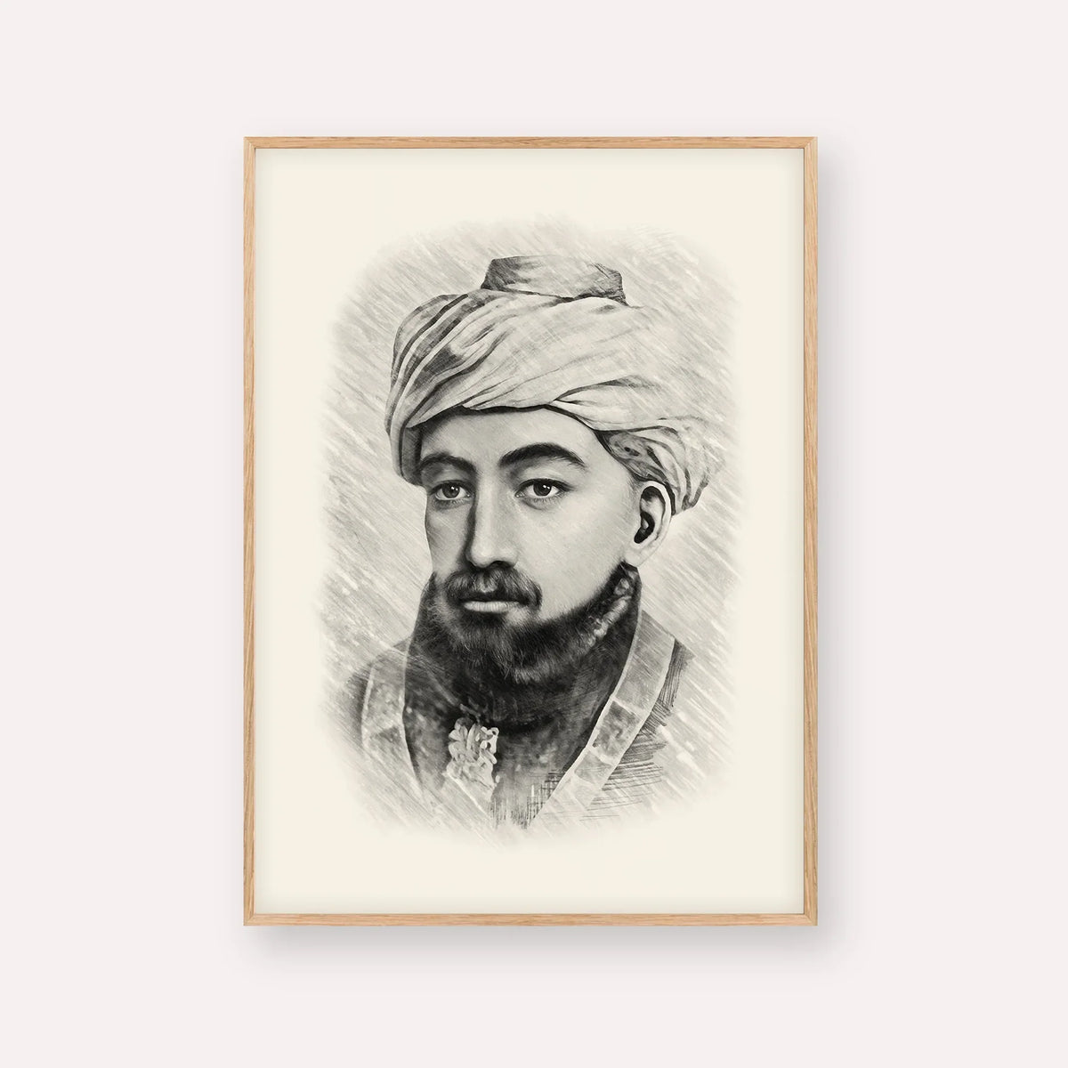 Rambam – Black & White – Wood Frame Vertical | Jewish Wall Art, Gedolim Pictures