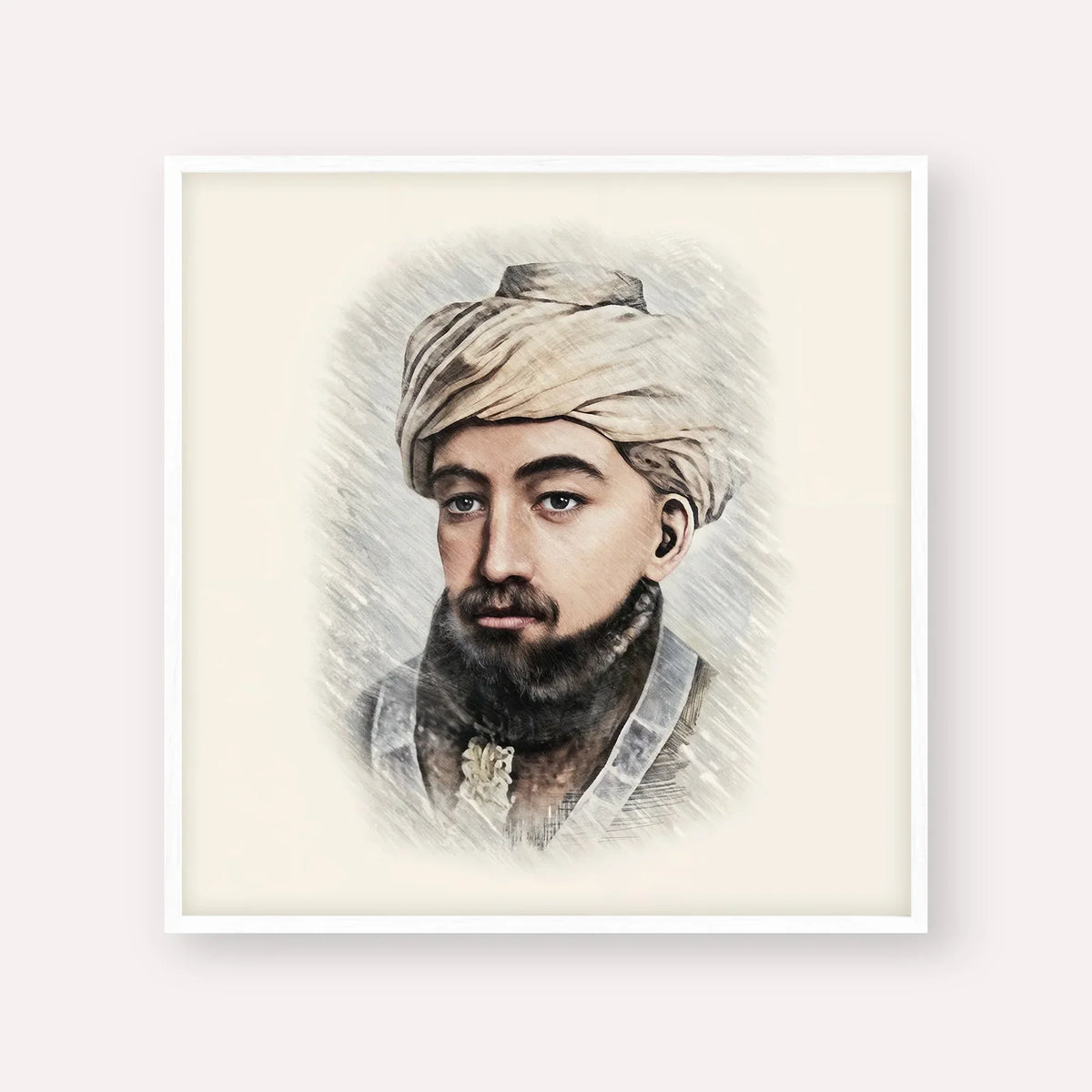 Rambam – White Frame Square | Jewish Wall Art, Gedolim Pictures
