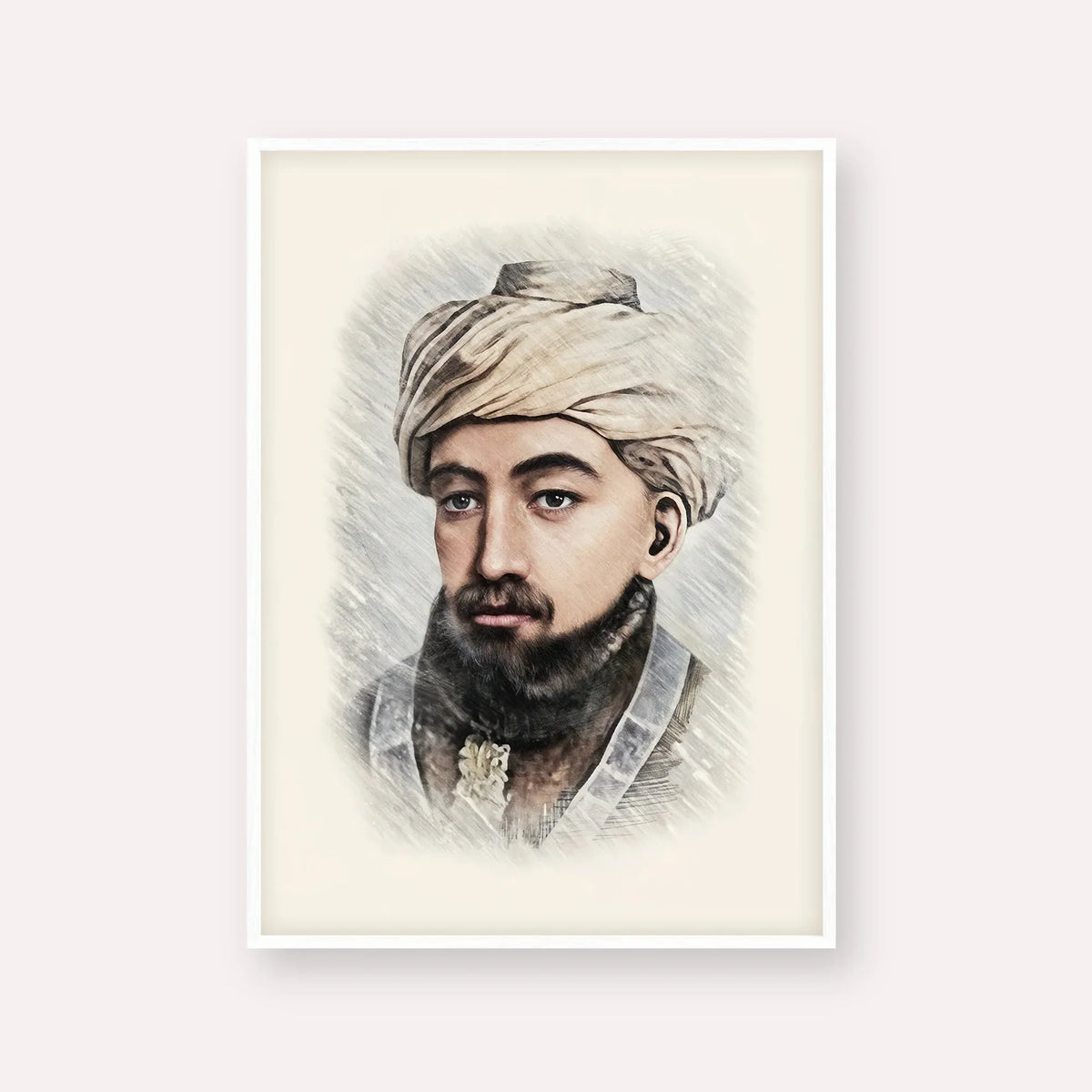 Rambam – White Frame Vertical | Jewish Wall Art, Gedolim Pictures