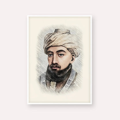 Rambam – White Frame Vertical | Jewish Wall Art, Gedolim Pictures