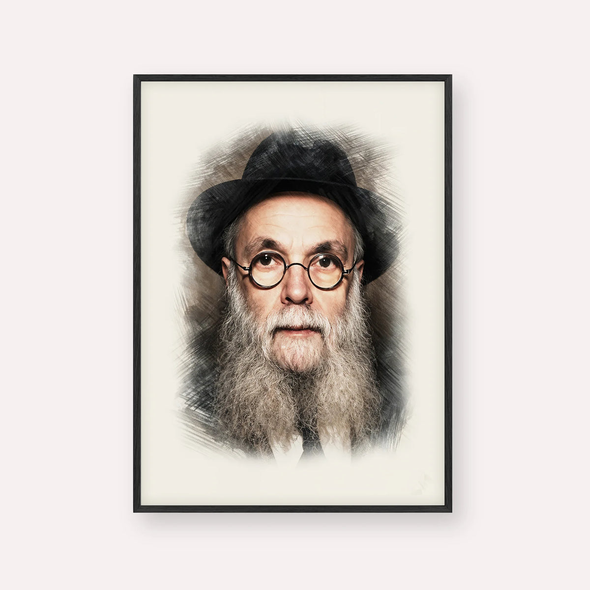 Rav Avraham Pam – Black Frame Vertical | Jewish Wall Art, Gedolim Pictures