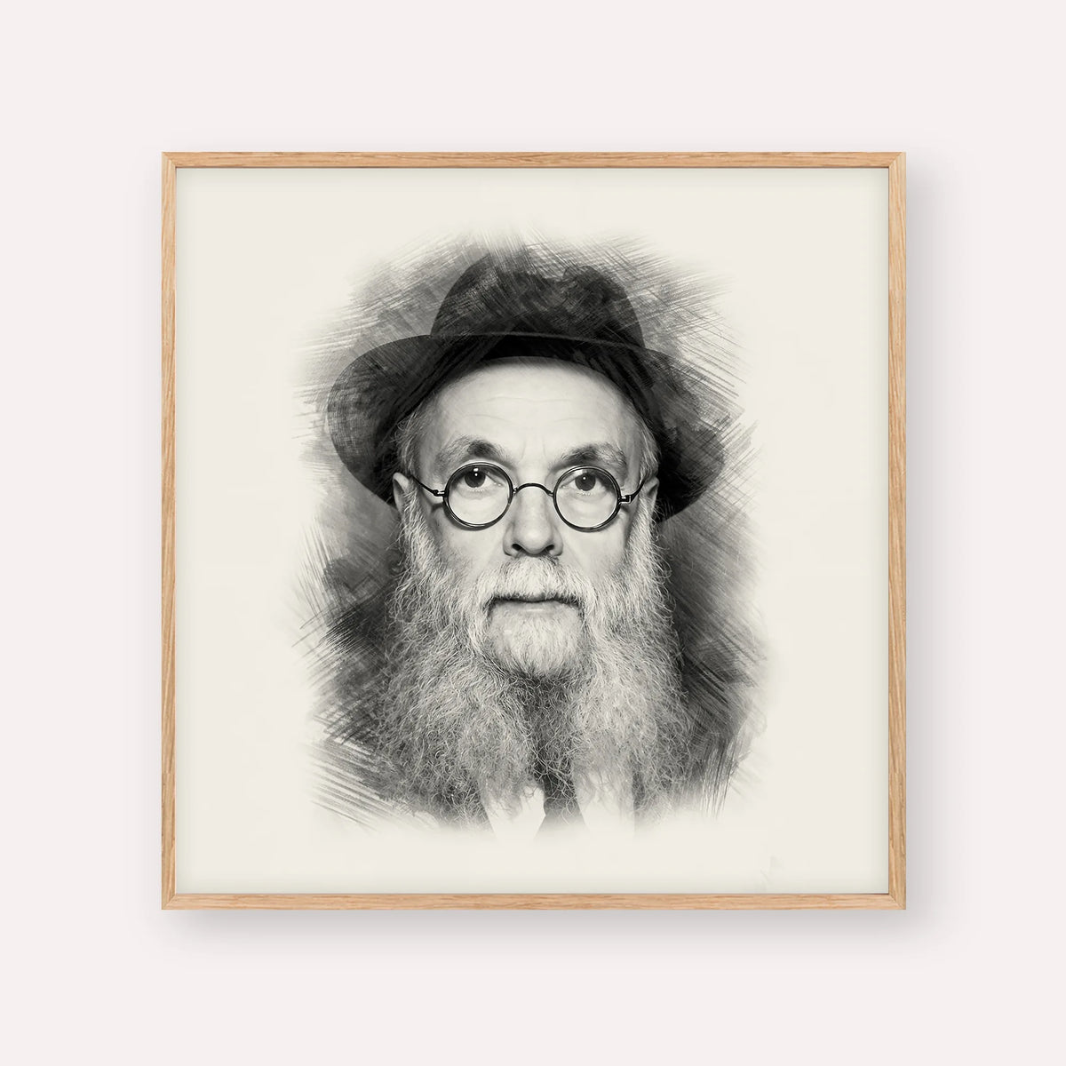 Rav Avraham Pam – Black & White – Wood Frame Square | Jewish Wall Art, Gedolim Pictures