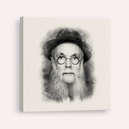 Rav Avraham Pam – Black & White – Canvas Square | Jewish Wall Art, Gedolim Pictures
