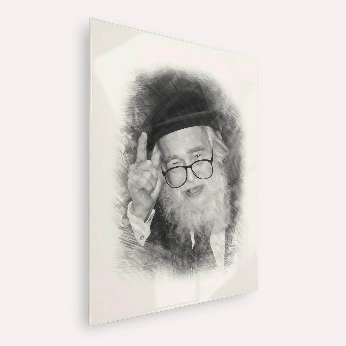 Rav Elazar Shach – Black & White – Acrylic Glass Vertical | Jewish Wall Art, Gedolim Pictures