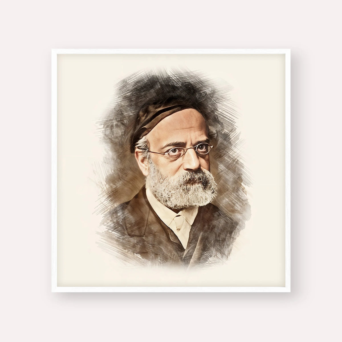 Rav Samson Raphael Hirsch – White Frame Square | Jewish Wall Art, Gedolim Pictures