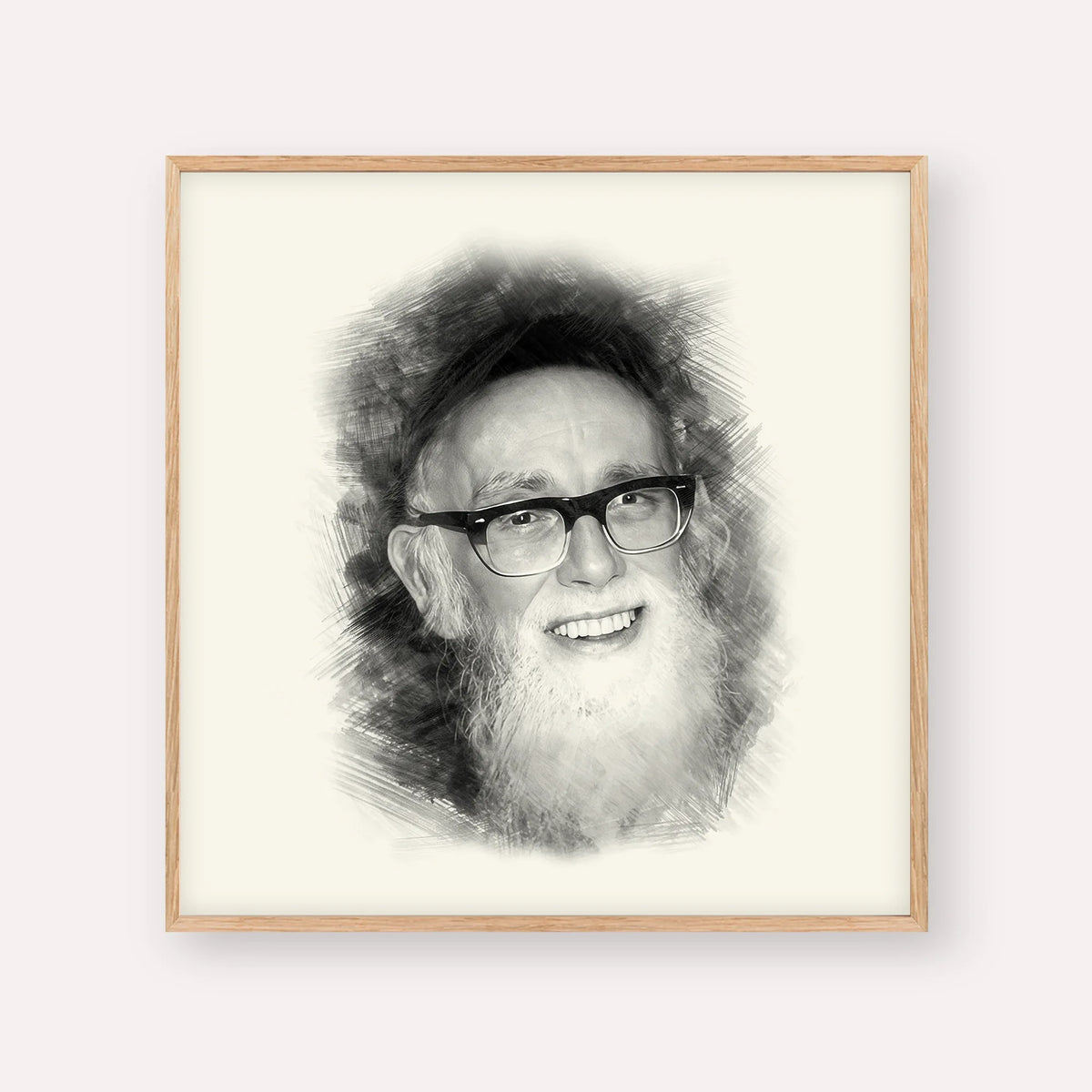 Rav Shlomo Zalman Auberach – Black & White – Wood Frame Square | Jewish Wall Art, Gedolim Pictures