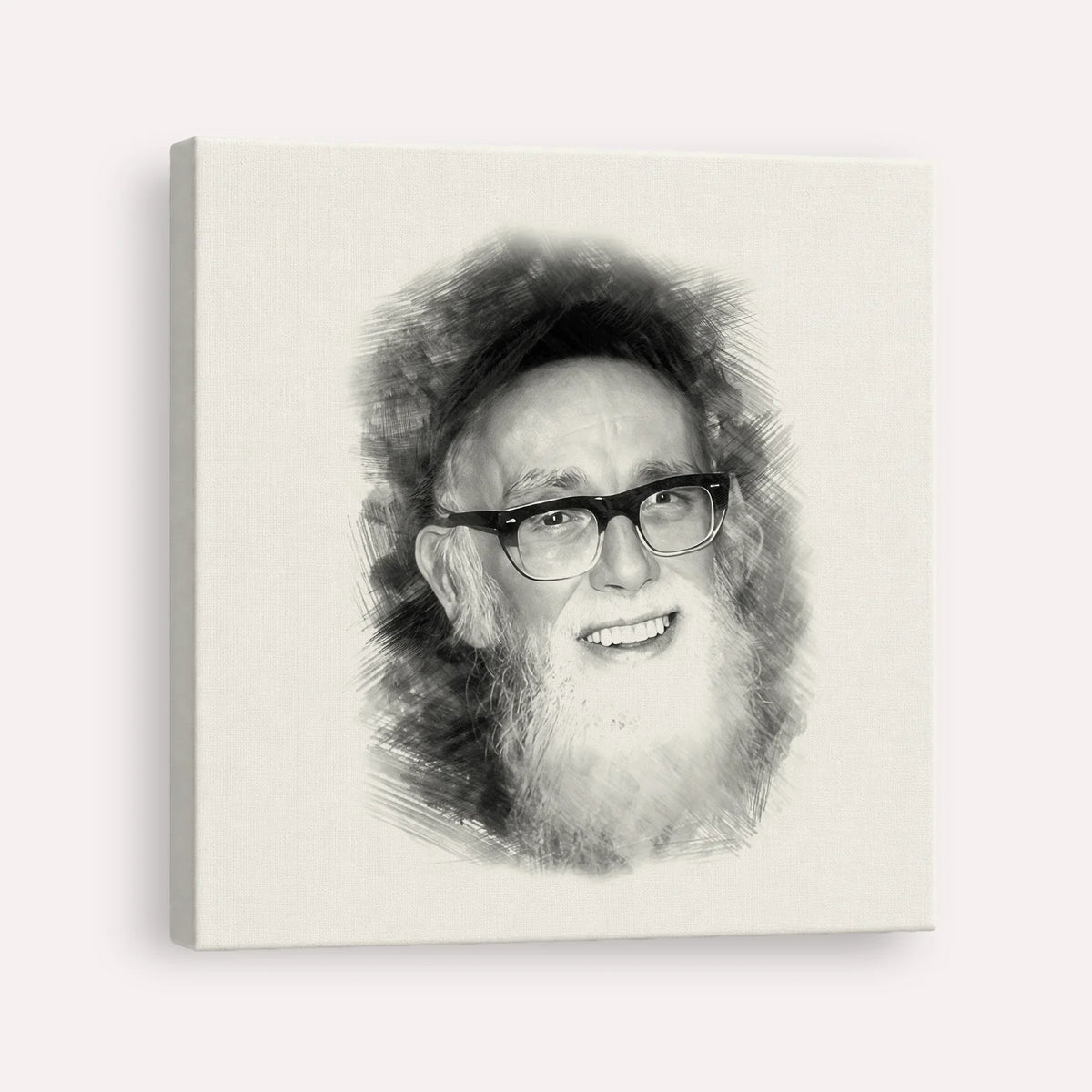 Rav Shlomo Zalman Auberach – Black & White – Canvas Square | Jewish Wall Art, Gedolim Pictures