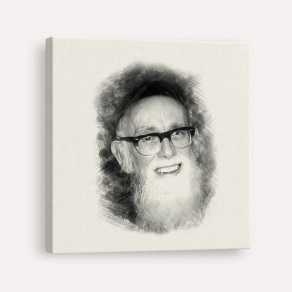 Rav Shlomo Zalman Auberach – Black & White – Canvas Square | Jewish Wall Art, Gedolim Pictures