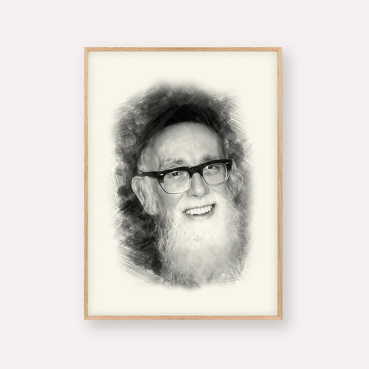 Rav Shlomo Zalman Auberach – Black & White – Wood Frame Vertical | Jewish Wall Art, Gedolim Pictures