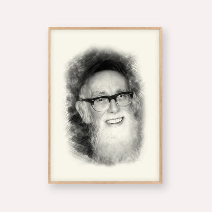 Rav Shlomo Zalman Auberach – Black & White – Wood Frame Vertical | Jewish Wall Art, Gedolim Pictures